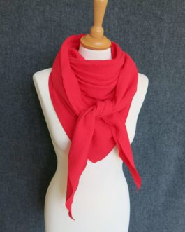 Grand foulard rouge en double gaze de coton